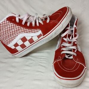 VANS SK8-HI MIX CHECKER CANVAS UNISEX MEN SIZE 9.5 WOMEN SIZE 11 HIGHTOPS CLEAN